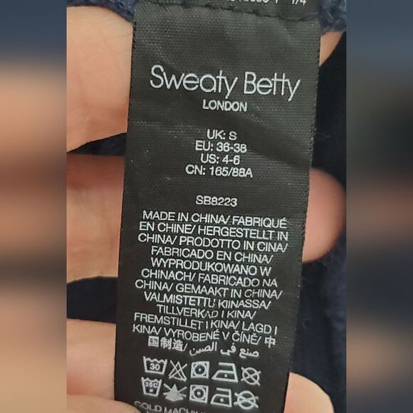 Sweaty Betty Navy Blue Revive Cotton Tshirt Women's Dress Size 4-6 - Picture 8 of 16